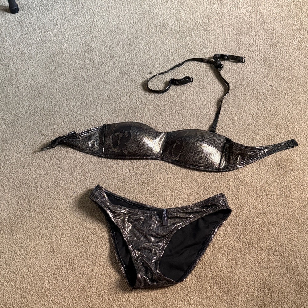 Kenneth Cole Shimmering Black Snakeskin Bikini